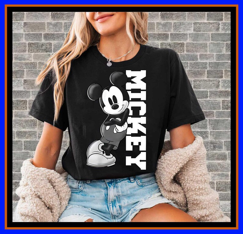 Mickey Mouse Shirt Vintage Disney Tee Retro Cartoon Hoodie Classic Black and White Mouse Disney World Trip Gift For Disney Fans OP136