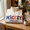 Embroidered Mickey Mouse Quarter Zip Sweatshirt, Retro Mickey Shirt, Mickey Est 1929 Shirt, Disneyworld Sweatshirt, Disneyland Sweatshirt