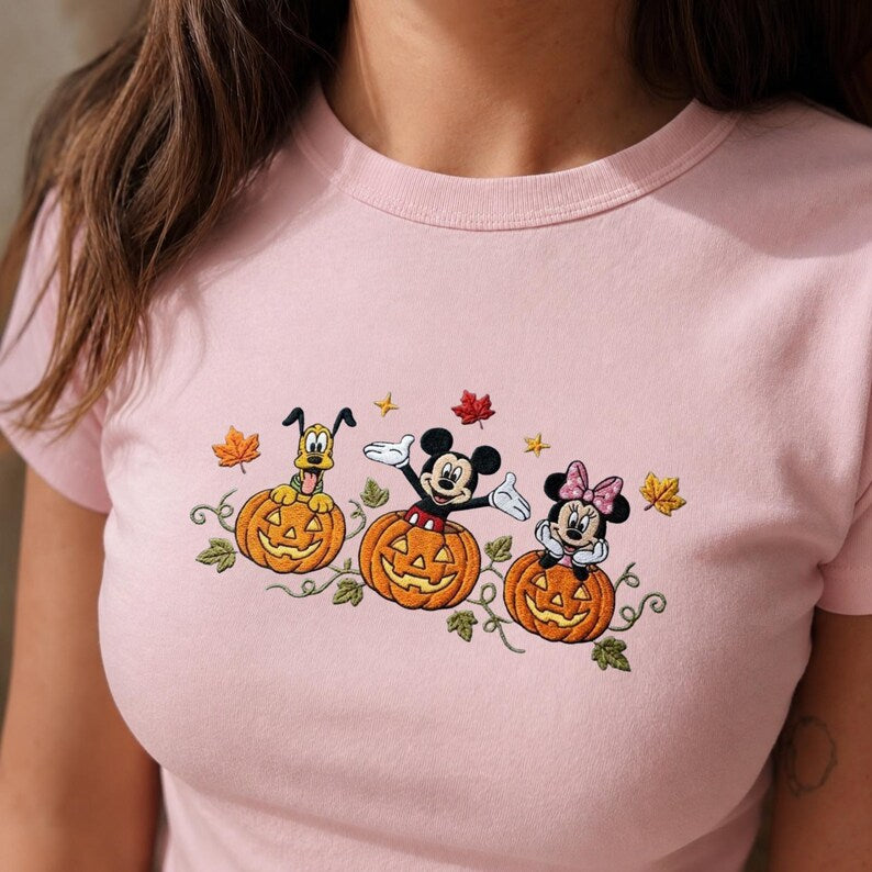 Embroidered Mickey Minnie Mouse Pluto Pumpkin Tank Top product image 2