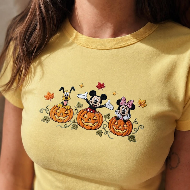 Embroidered Mickey Minnie Mouse Pluto Pumpkin Tank Top product image 1