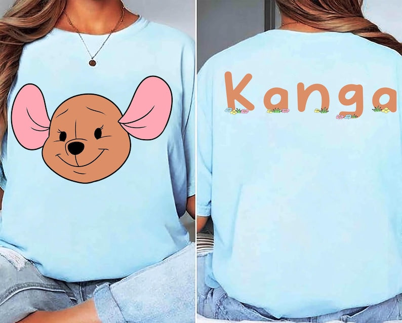 2-Sided Disney Winnie The Pooh Big Face Shirt, Winnie the Pooh Tigger Eeyore Piglet Roo Kanga Owl Shirt, Disneyland Family Matching Shirt