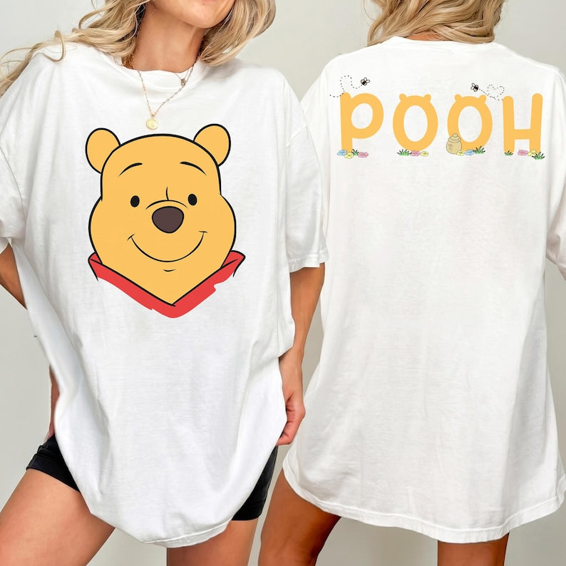 2-Sided Disney Winnie The Pooh Big Face Shirt, Winnie the Pooh Tigger Eeyore Piglet Roo Kanga Owl Shirt, Disneyland Family Matching Shirt