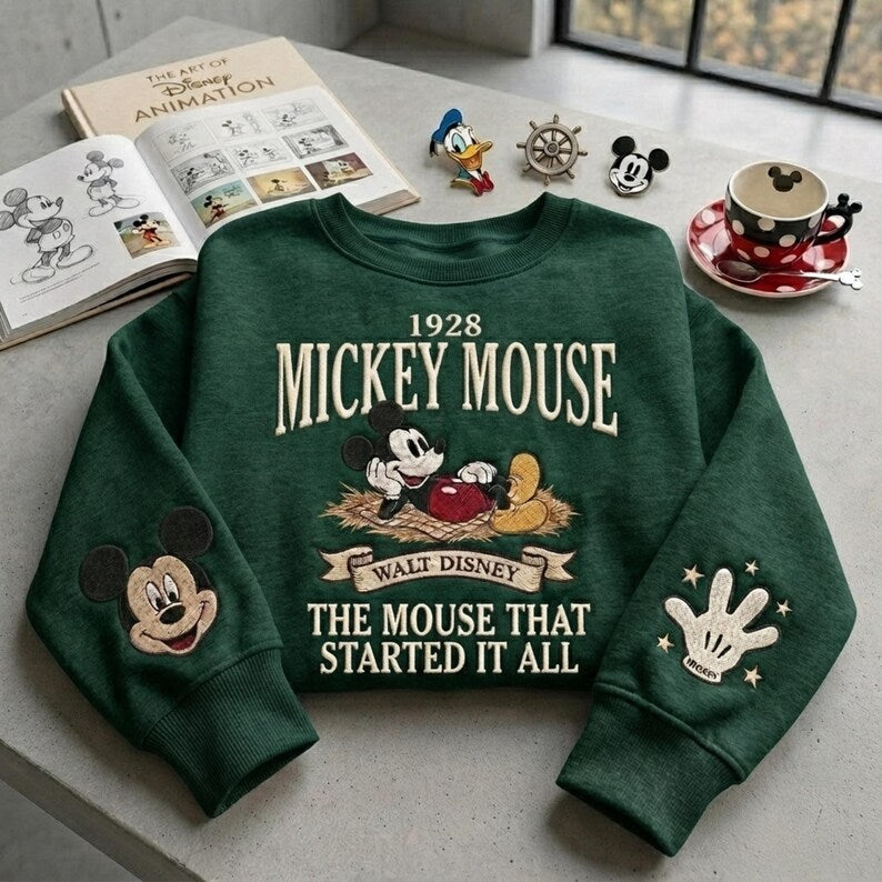 Mickey and Minnie Embroidered Shirt, Vintage Disneyland Mouse Crewneck, Cute Cartoon Shirt, Disney Couple Gift