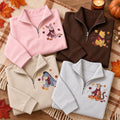 Embroidered Halloween Winnie The Pooh and Friends Quarter Zip Sweatshirt, Spooky Bear Pumpkin Pullover, Cute Fall Autumn Disney Trip Shirt
