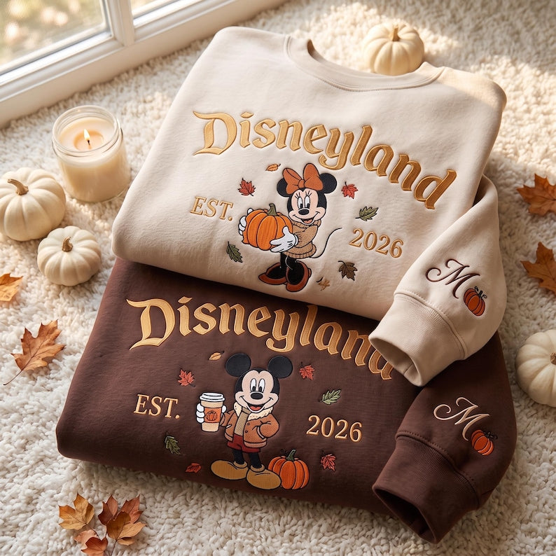Personalized Magical Halloween Embroidered Sweatshirt, Mouse Pumpkin Fall Crewneck, Cozy Family Vacation Trip Gift