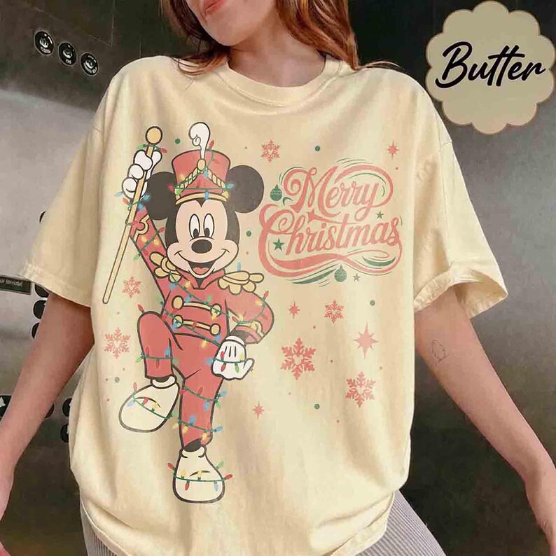 Retro Mickey Mouse Lead Soldier Christmas Light Sweatshirt, Disney Mickey Nutcracker Xmas T-shirt, Disneyland Family Holiday Trip Gifts 2026